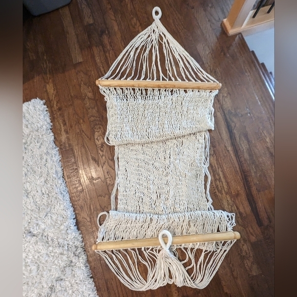 Artisan made cotton hammock with hardwood bar  New! - Picture 1 of 11